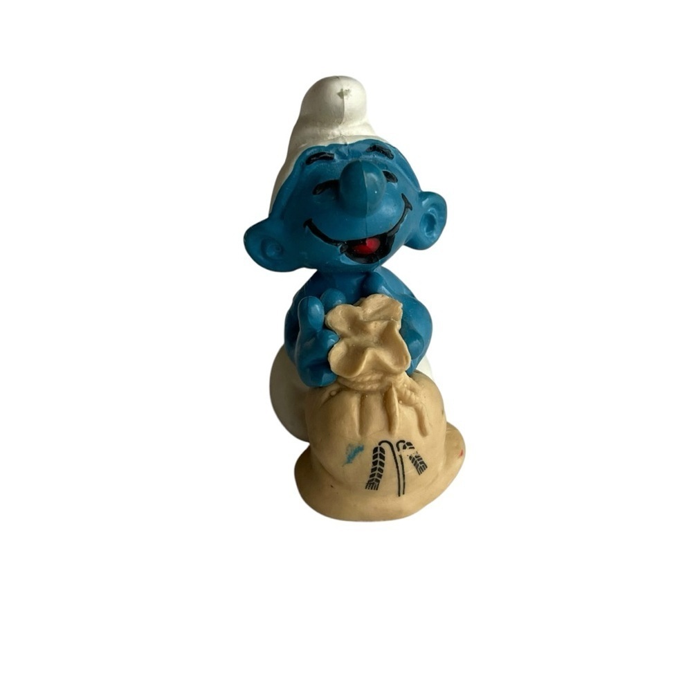 The Smurfs Miller Smurf w/ Wheat Sack Grain Mill Peyo Vintage Display Figurine